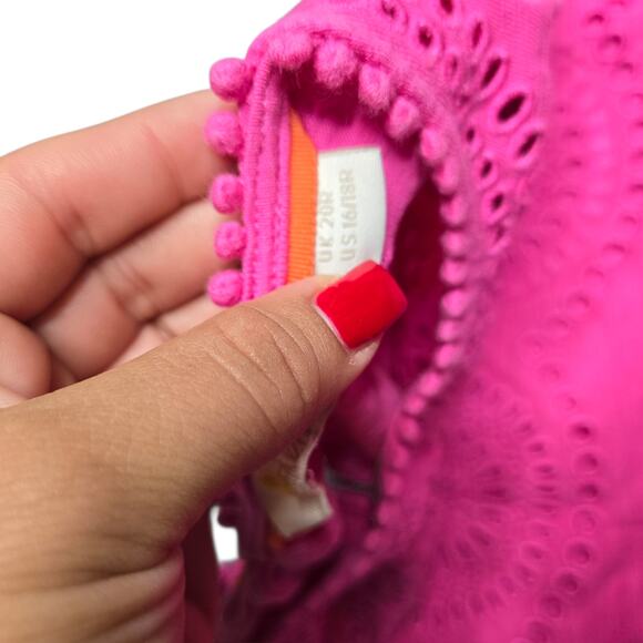 Boden Cutwork Jersey T-Shirt Pink Women's Dress Size: 16/18R - Picture 4 of 7